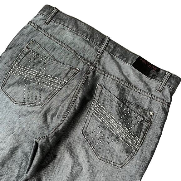 Cyber Y2K Gray 00s Jeans Stuudded Pocket Red Ape Cyber Grunge Size 38 - Picture 4 of 8